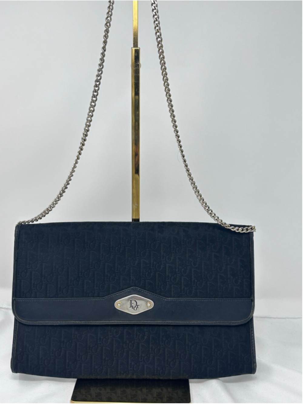 Christian Dior Trotter Monogram Chain Shoulder Bag Black Envelope